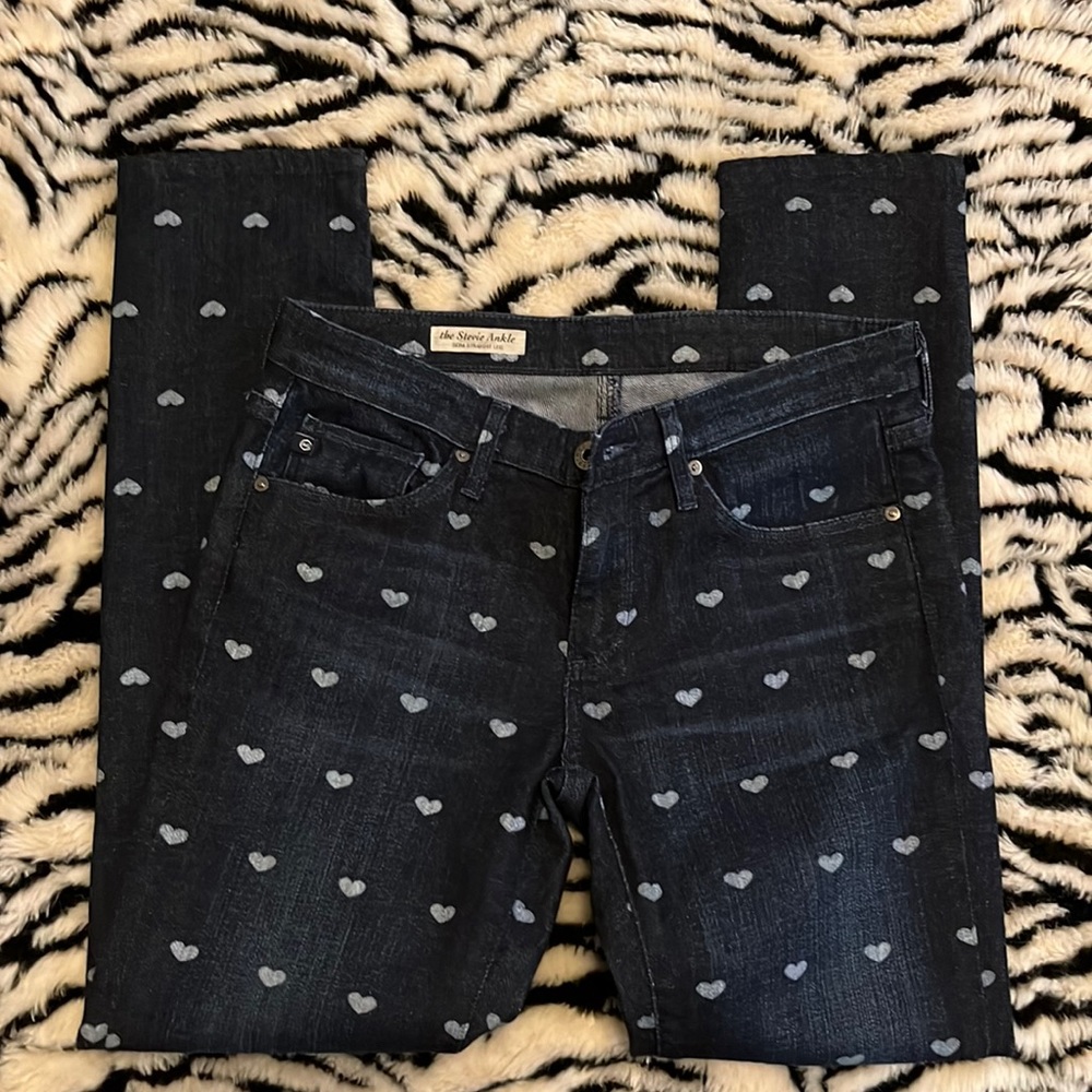 AG Adriano Goldschmied ♡ the Stevie Ankle ♡ HEART print jeans